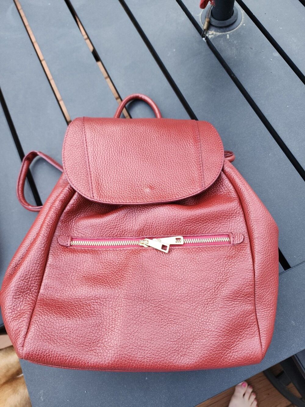 Tuscany Leather Elba Soft Pebbled Leather Backpack Brick Red